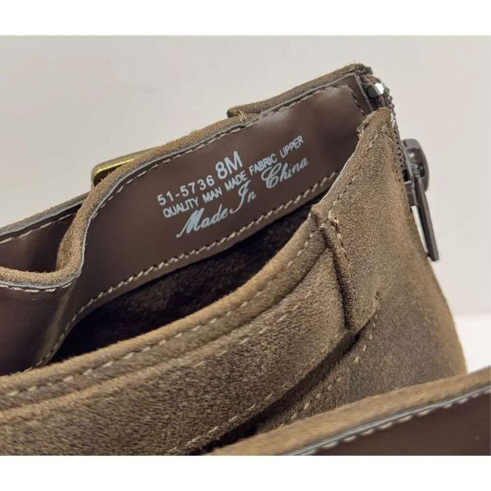 Bella Vita Boots Size 8 Brown Block Heel Ankle Zip Padded Insole Buckle‎ Detail